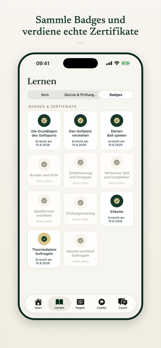 Sammle Badges und verdiene echte Zertifikate