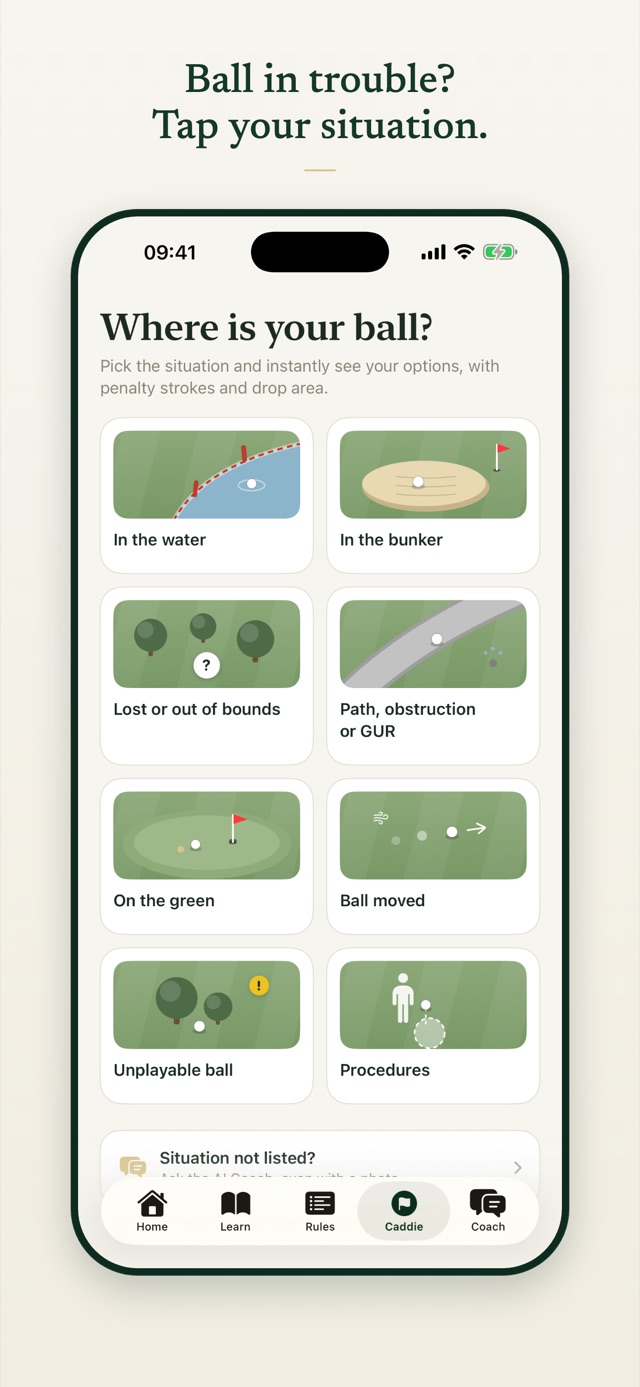 Ball in trouble? Tap your situation.