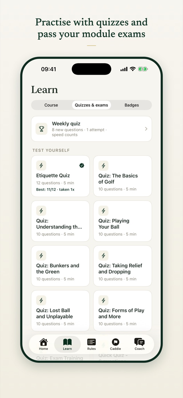 Practise with quizzes and pass your module exams