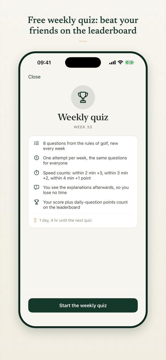 Free weekly quiz: beat your friends on the leaderboard